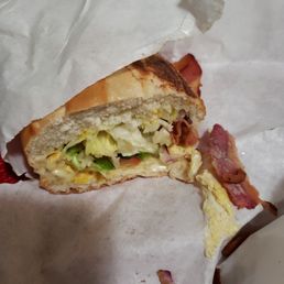 Bacon, egg, and cheese sub Bacon, egg, and cheese sub