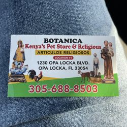 Kenyas Pet Store & Religions Goods - Tarjeta de negocio