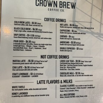 Crown Brew Coffee - Drink menu - Coffee & Tea Near Me - Marion, Illinois Crown Brew Coffee - Drink menu - Coffee & Tea Near Me - Marion, Illinois