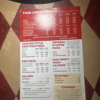 Nino's Pizza - Menu , just pizza and salad no appetizers - Pizza Near Me - Alsip, Illinois
