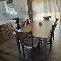 Welcome Amish Furniture - Solid wood brown maple, almond stained dining room table and chairs.