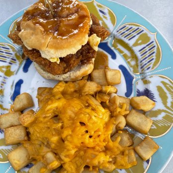Leeland House - Honey Chicken Biscuit with home fries. - Breakfast & Brunch Near Me - Houston, Texas Leeland House - Honey Chicken Biscuit with home fries. - Breakfast & Brunch Near Me - Houston, Texas