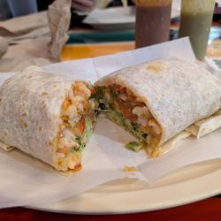 Shrimp burrito + avocado