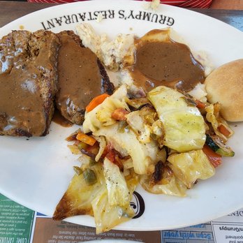 Grumpy's Restaurant - Meatloaf, mashed potatoes, grilled vegetables. - Breakfast & Brunch Near Me - St. Johns, Florida Grumpy's Restaurant - Meatloaf, mashed potatoes, grilled vegetables. - Breakfast & Brunch Near Me - St. Johns, Florida