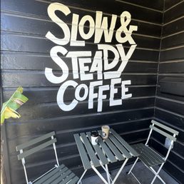 They have a couple small tables out front (as well as seating inside and lots of other outdoor seating in the "backyard") They have a couple small tables out front (as well as seating inside and lots of other outdoor seating in the "backyard")