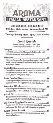 Menu photo 7 Aroma Italian Restaurant Diamondhead, MS