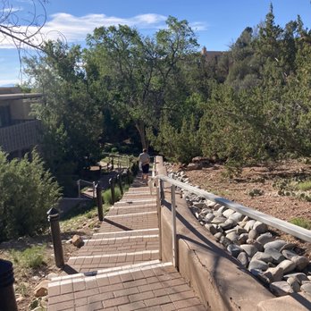 Fort Marcy Hotel Suites - Stairwell to Gazebo/Pool - Hotels Near Me - Santa Fe, New Mexico Fort Marcy Hotel Suites - Stairwell to Gazebo/Pool - Hotels Near Me - Santa Fe, New Mexico