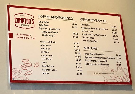 Menu photo 7 Compton's Coffee House San Francisco, CA