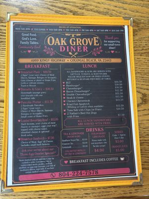 Menu photo 2 Oak Grove Diner Colonial Beach, VA Menu photo 2 Oak Grove Diner Colonial Beach, VA