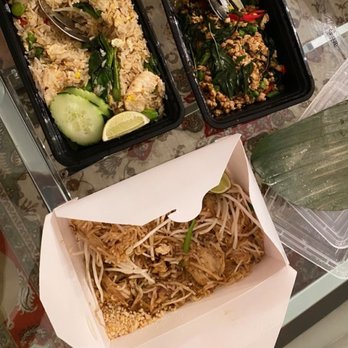 Fern Thai on Main - Basil Fried rice, Basil garlic with ground chicken and classic phad thai - Thai Near Me - Bellevue, Washington Fern Thai on Main - Basil Fried rice, Basil garlic with ground chicken and classic phad thai - Thai Near Me - Bellevue, Washington