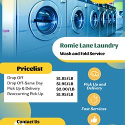 Romie Lane Laundry - Try our wash and fold service.  Go online to schedule a pick up or come by the store and drop off. Same day service available.