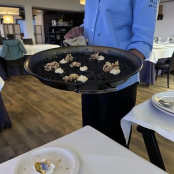 Balneario de la Concha - Paella with garlic aioli and fried squid - Spanish Near Me - Santander, S Balneario de la Concha - Paella with garlic aioli and fried squid - Spanish Near Me - Santander, S