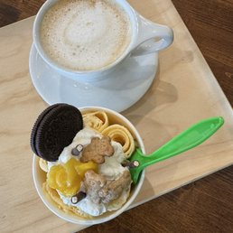Coffee and mango rolled ice cream