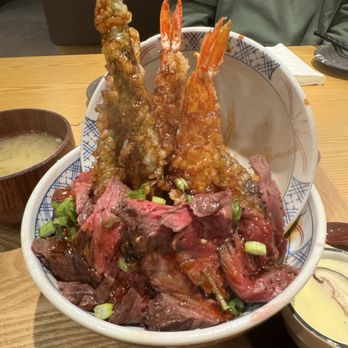 Tendon Kohaku - Beef steak aimori tendon set - Japanese Near Me - Bellevue, Washington