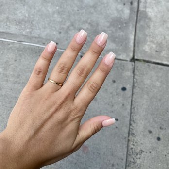 Eva Nail Salon - This is a picture of my first ever manicure with Mimi. Extensions and Powder. - Nail Salons Near Me - Brooklyn, New York
