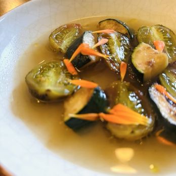 Winona’s - Cherry tomatoes, zucchini in a Dashi broth - Wine Bars Near Me - Camden, Maine Winona’s - Cherry tomatoes, zucchini in a Dashi broth - Wine Bars Near Me - Camden, Maine