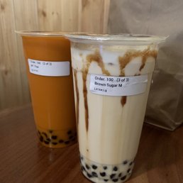 Thai Milk Tea and Brown Sugar Milk w Boba Thai Milk Tea and Brown Sugar Milk w Boba