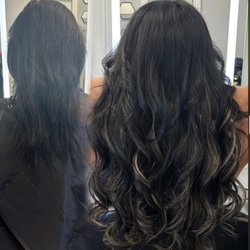 Hair Goddess Extensions by Shirin. Added length, volume and non-chemical color with hair extensions. Call or text Shirin at 949-264-2472.