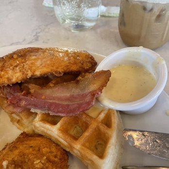 Mom's Kitchen & Bar - Chicken & Bacon Waffle - Bars Near Me - Astoria, New York Mom's Kitchen & Bar - Chicken & Bacon Waffle - Bars Near Me - Astoria, New York