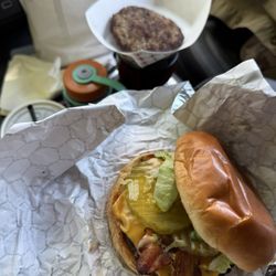 Scotty’s Diner - Bacon burger and a plain burger for my dog.