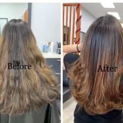 # balayage # highlights # haircut # hairstyle # butterfly cut # layer cut