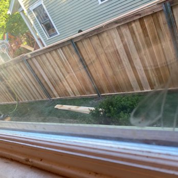 Suburban Fence - During construction. Cedar boards, note postmaster steel posts visible. - Fences & Gates Near Me - chicago, Illinois Suburban Fence - During construction. Cedar boards, note postmaster steel posts visible. - Fences & Gates Near Me - chicago, Illinois