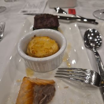 La Gran Terraza - Steak course,  with the short rib, that had thyme in it, substituted out with salmon. The steak was perfectly cooked. - Mediterranean Near Me - San Diego, California