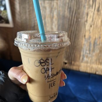 Looney Bean Coffee - Iced Cinnamon Brown Sugar Latte with Oat Milk and 1/2 sweet - Coffee & Tea Near Me - Mammoth Lakes, California Looney Bean Coffee - Iced Cinnamon Brown Sugar Latte with Oat Milk and 1/2 sweet - Coffee & Tea Near Me - Mammoth Lakes, California