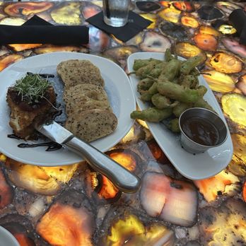 The Sacred Pepper - Pistachio Crusted Fried Brie and Shishito Peppers - New American Near Me - Tampa, Florida