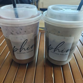 Phin Coffee House - Robusta with ube cold foam and hojicha - Coffee & Tea Near Me - National City, California Phin Coffee House - Robusta with ube cold foam and hojicha - Coffee & Tea Near Me - National City, California