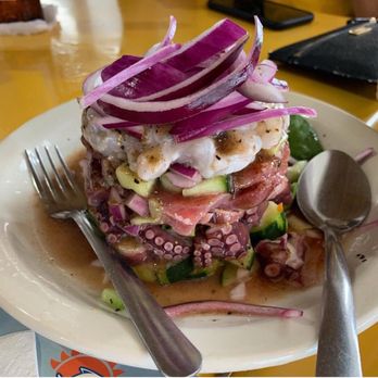 La Puntilla - Fresh ceviche with Tuna, shrimp and Octopus! Delicioso!! - Seafood Near Me - Playa Sur, SIN