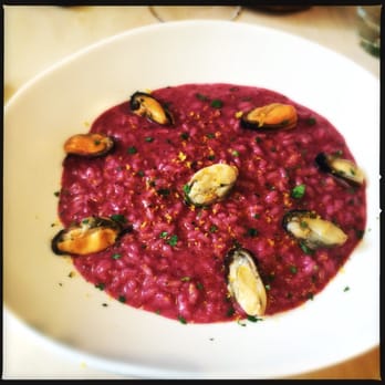 Mantecato - Risotto with puree purple carrots and mussels. - Italian Near Me - Balmain, NSW Mantecato - Risotto with puree purple carrots and mussels. - Italian Near Me - Balmain, NSW