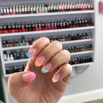 Mimi Nail Plus - Gel extensions with colorful French design - Nail Salons Near Me - Lyndhurst, New Jersey