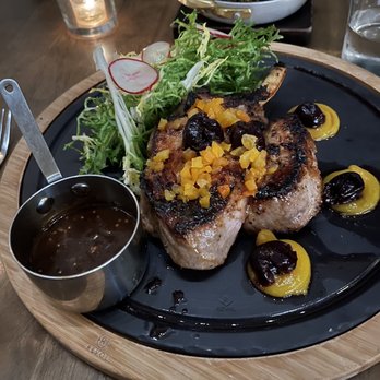 OLIVIA - Pork chop, apricot gelee, frisie salad - Italian Near Me - Tampa, Florida OLIVIA - Pork chop, apricot gelee, frisie salad - Italian Near Me - Tampa, Florida