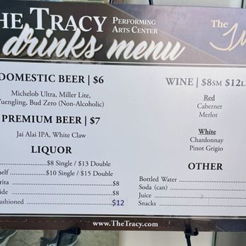 The Tracy Performing Arts Center - Bar Menu - Performing Arts Near Me - Middleton, Florida