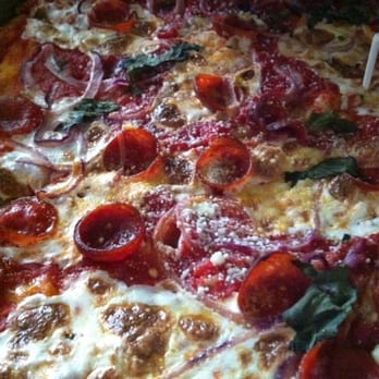 Napoli's Pizza - Margarita pizza with pepperoni and onion - Pizza Near Me - Hoboken, New Jersey Napoli's Pizza - Margarita pizza with pepperoni and onion - Pizza Near Me - Hoboken, New Jersey