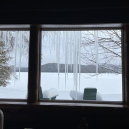 Winter view from our lakefront cabin Winter view from our lakefront cabin