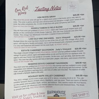 Housley Napa Valley - Menu - Wine Tasting Room Near Me - Napa, California