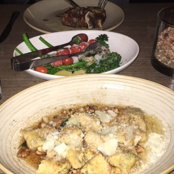 Red Ash - Bone in steak, brocollini, and cappelletti bishop hats pasta - Italian Near Me - Austin, Texas