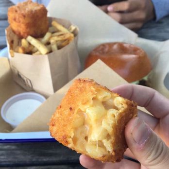 The Barn - Deep fried mac n cheese cubes! In one word, bomb. - Burgers Near Me - Half Moon Bay, California