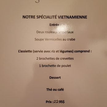Restaurant Kim Long - the menu for the table d'ate - Vietnamese Near Me - Quebec City, Quebec Restaurant Kim Long - the menu for the table d'ate - Vietnamese Near Me - Quebec City, Quebec