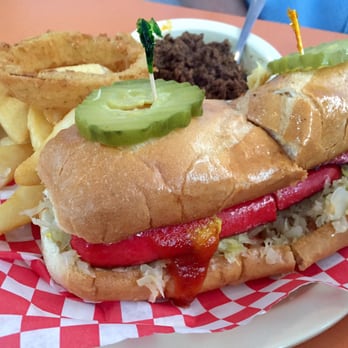 Dew Drop Inn - The hot dog po'boy - Burgers Near Me - Mobile, Alabama