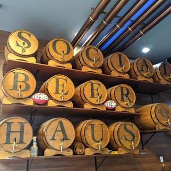 Social Beer Haus - stacked barrels of beer - Barbeque Near Me - Calgary, Alberta