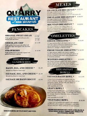 Menu photo 4 The Quarry Restaurant at Weir Mountain Celina, TN