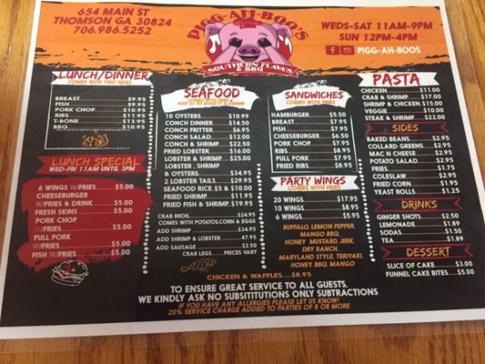 Menu photo 3 Pigg-Ah-Boo's Thomson, GA
