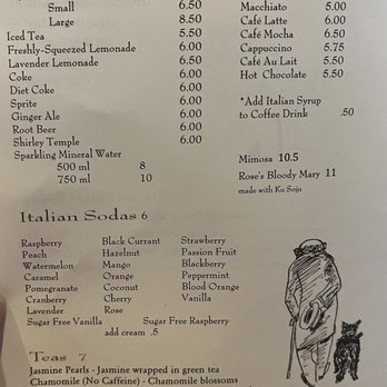 Rose's Cafe - Dinner menu that indicated beverages - Italian Near Me - San Francisco, California Rose's Cafe - Dinner menu that indicated beverages - Italian Near Me - San Francisco, California