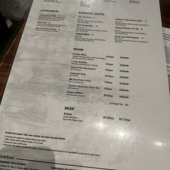 Hanuman Thai Eatery - Menu - Thai Near Me - Costa Mesa, California