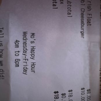 Mo's Irish Pub - Charged $8 for a $7 cocktail. - New American Near Me - Milwaukee, Wisconsin