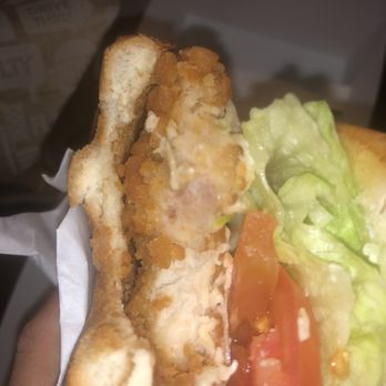 Jack in the Box - Raw spicy chicken sandwich I was eating - Burgers Near Me - Hayward, California