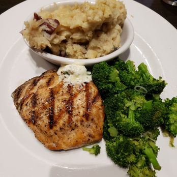 Local Goat - Grilled salmon with broccoli and mashed potatoes - New American Near Me - Pigeon Forge, Tennessee Local Goat - Grilled salmon with broccoli and mashed potatoes - New American Near Me - Pigeon Forge, Tennessee